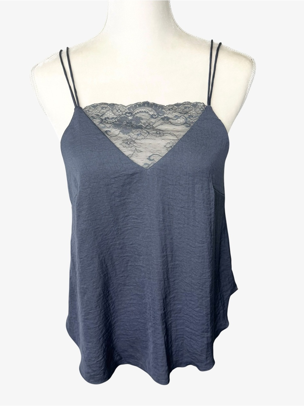 Lacy camisole Y2K tank top 6 small S charcoal gray sexy layering silky coquette